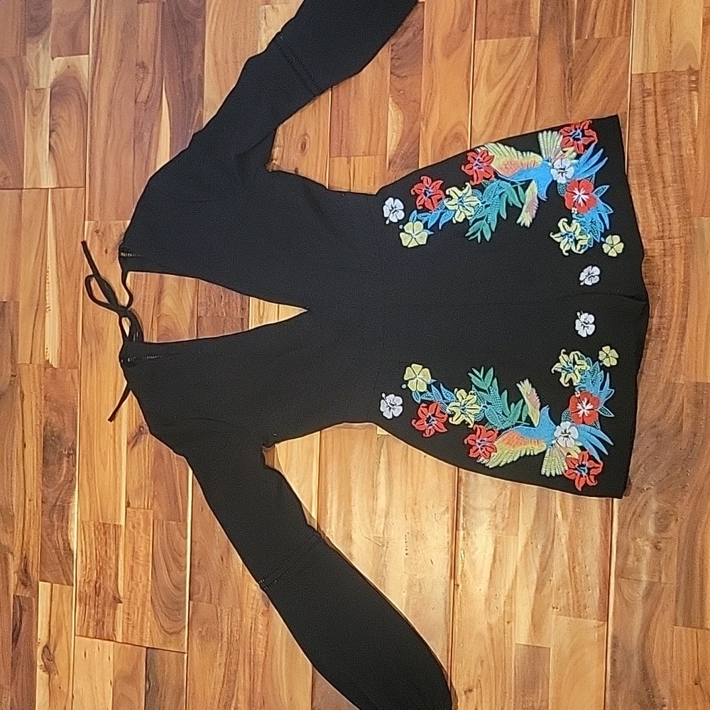A-3 Dopamine Black embroidered  romper size 8